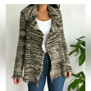 Free People Knit Wool Blend Zebra Yarn Sweater